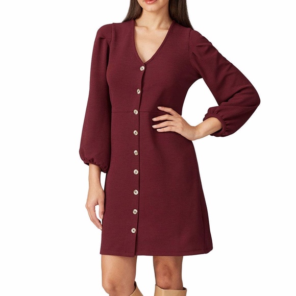 Madewell Dresses & Skirts - Madewell Texture And Thread Button Front dress burgundy - S